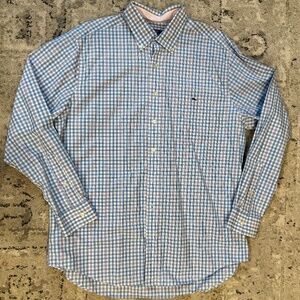 Vineyard Vines Mens Slim Fit Button Down Blue and Pink Plaid Sz XL